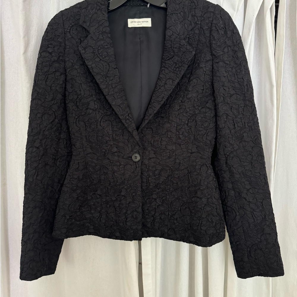 Dries Van Noten Black Textured Blazer